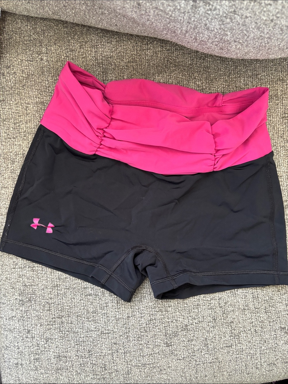 Under Armour Black Shorts with Bright Pink Waistband